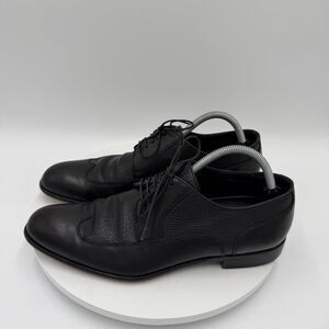 Hugo Boss Men’s 8 Black Leather Derby Wingtip‎ Dress Shoes Woven Panels Lace-Up